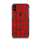 Block Red Custom Text Apple iPhone Xs Impact Case Black Edge on Black Phone
