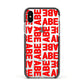 Block Red Custom Text Apple iPhone Xs Impact Case Black Edge on Silver Phone