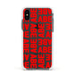 Block Red Custom Text Apple iPhone Xs Impact Case White Edge on Black Phone