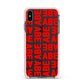 Block Red Custom Text Apple iPhone Xs Max Impact Case Pink Edge on Black Phone