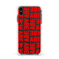 Block Red Custom Text Apple iPhone Xs Max Impact Case White Edge on Black Phone