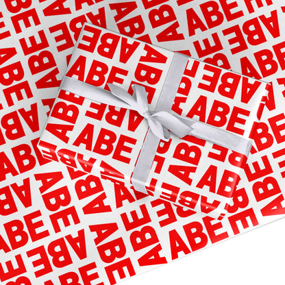 Block Red Custom Text Custom Wrapping Paper