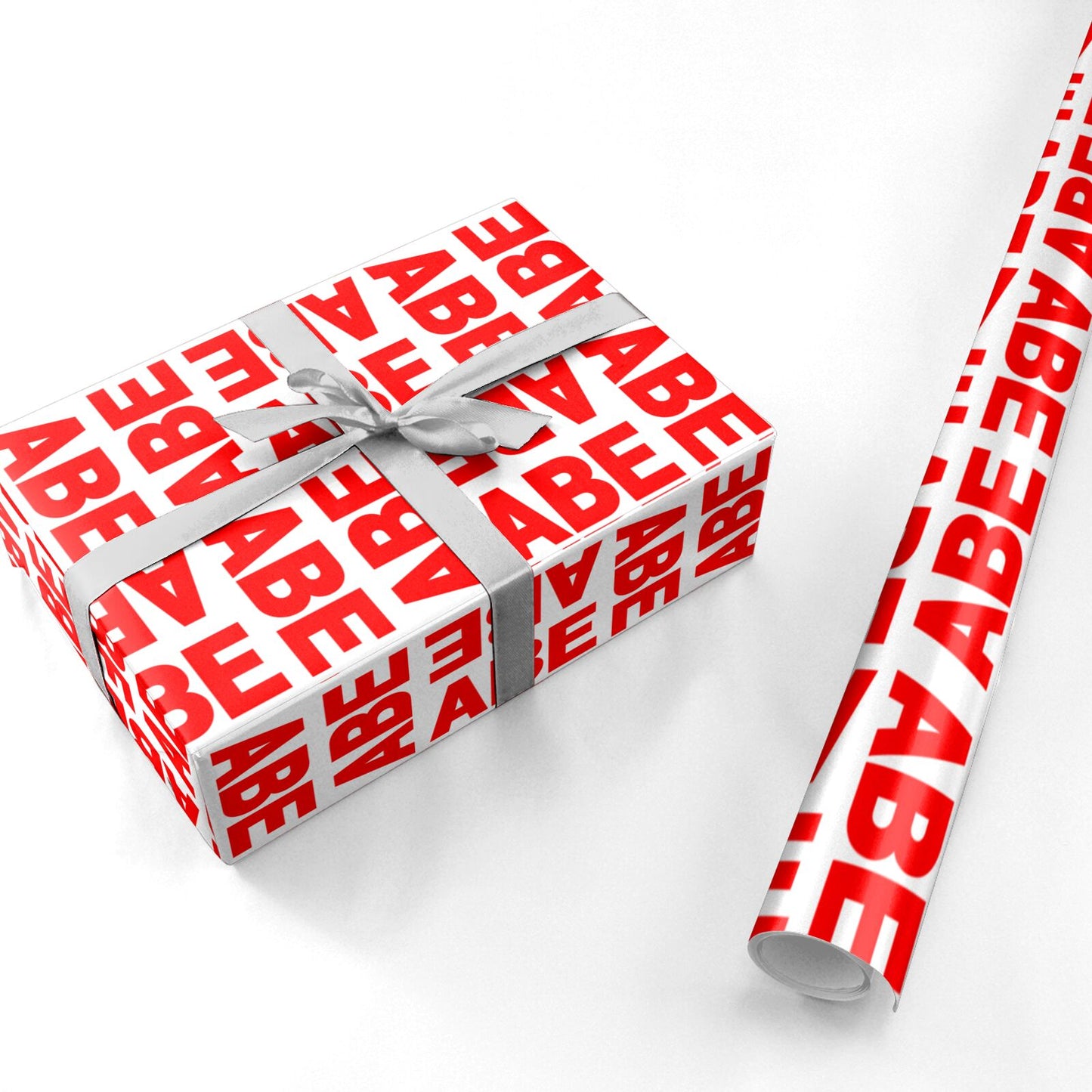 Block Red Custom Text Personalised Wrapping Paper