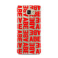 Block Red Custom Text Samsung Galaxy A7 2016 Case on gold phone