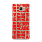 Block Red Custom Text Samsung Galaxy A9 2016 Case on gold phone