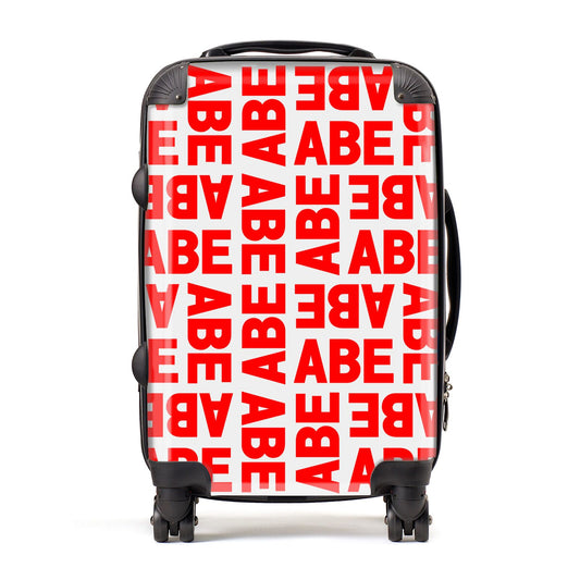 Block Red Custom Text Suitcase
