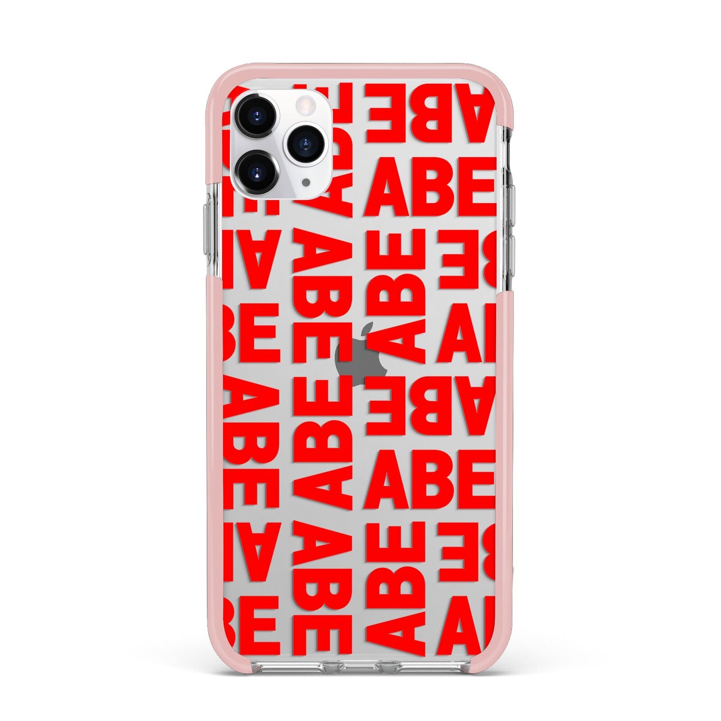 Block Red Custom Text iPhone 11 Pro Max Impact Pink Edge Case