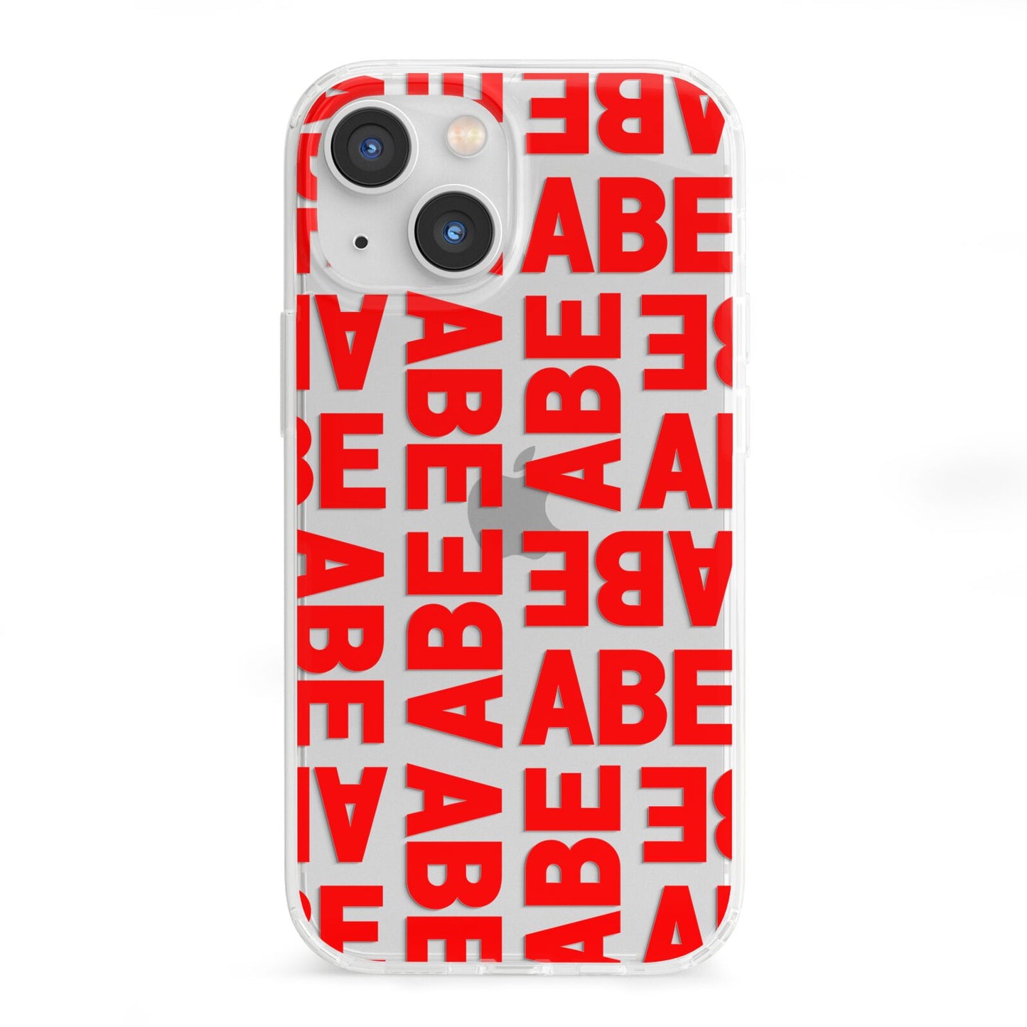 Block Red Custom Text iPhone 13 Mini Clear Bumper Case