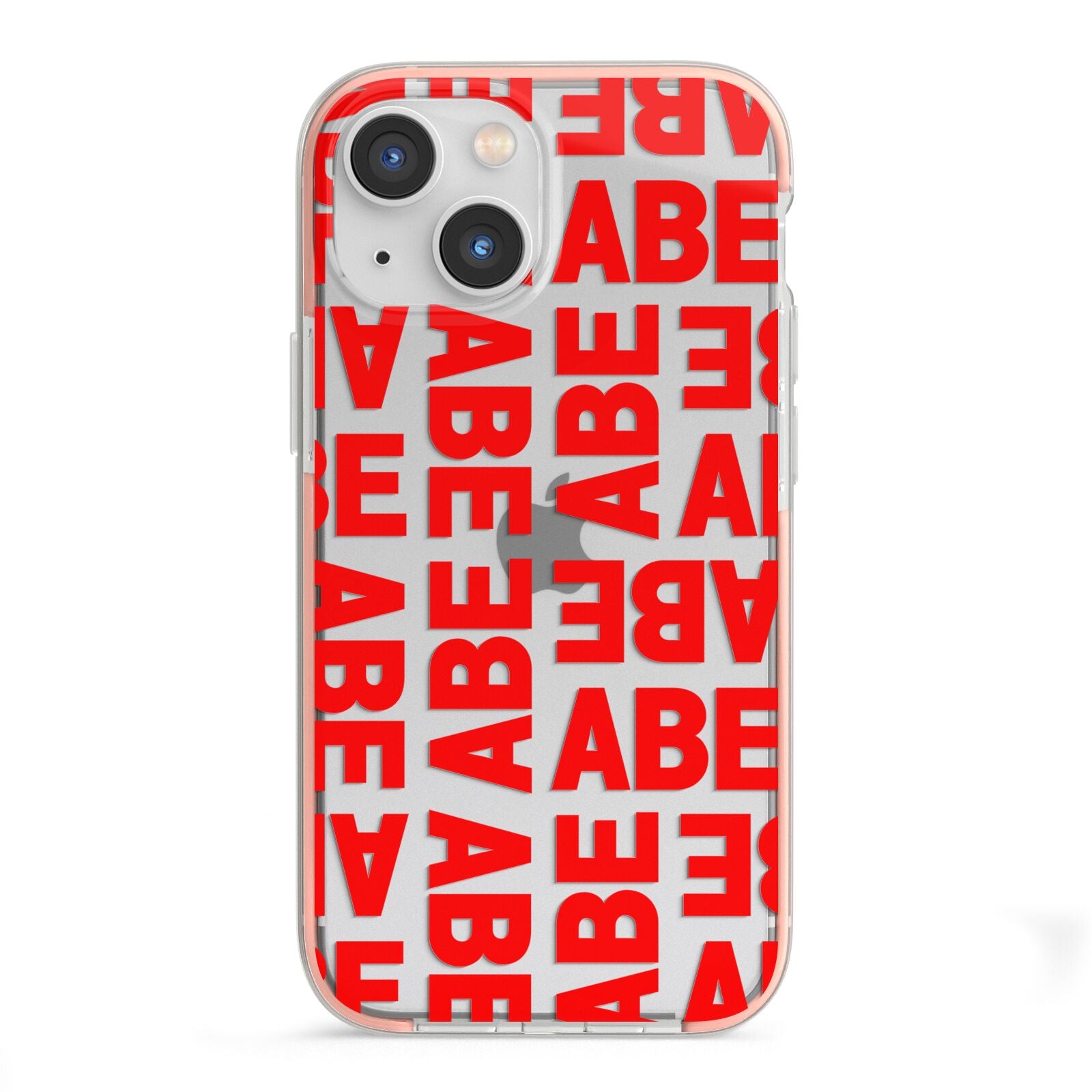Block Red Custom Text iPhone 13 Mini TPU Impact Case with Pink Edges