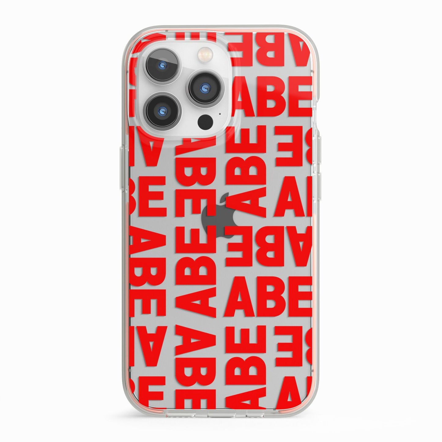 Block Red Custom Text iPhone 13 Pro TPU Impact Case with Pink Edges