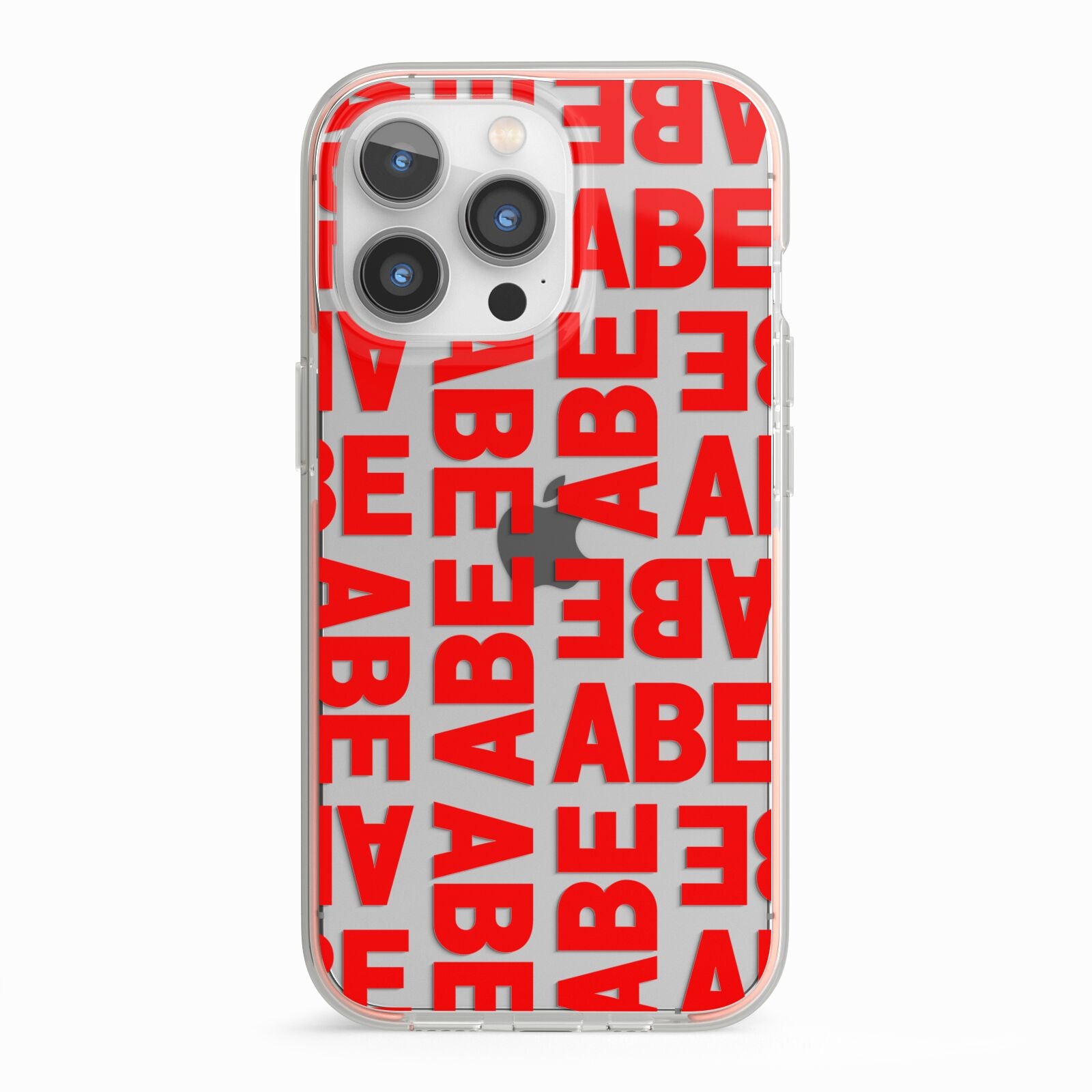 Block Red Custom Text iPhone 13 Pro TPU Impact Case with Pink Edges