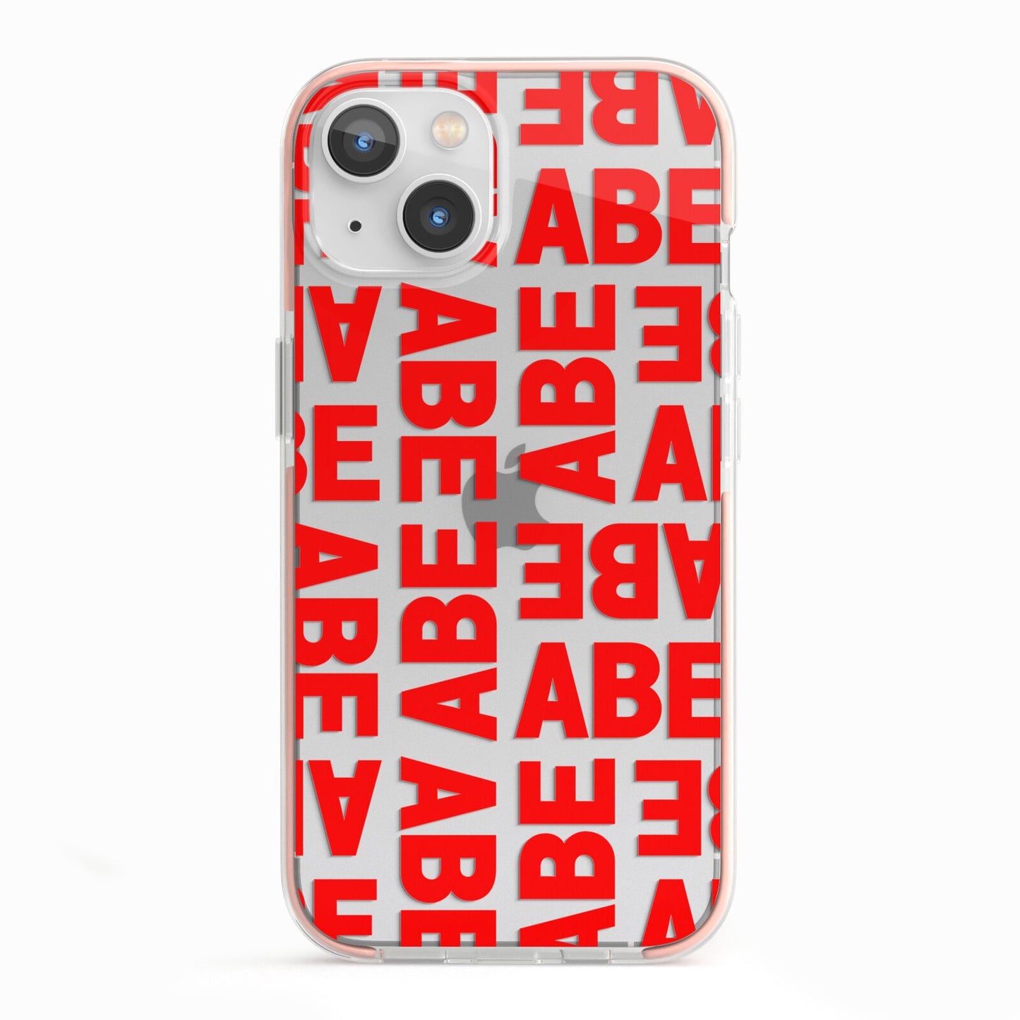 Block Red Custom Text iPhone 13 TPU Impact Case with Pink Edges