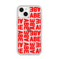 Block Red Custom Text iPhone 14 Clear Tough Case Starlight