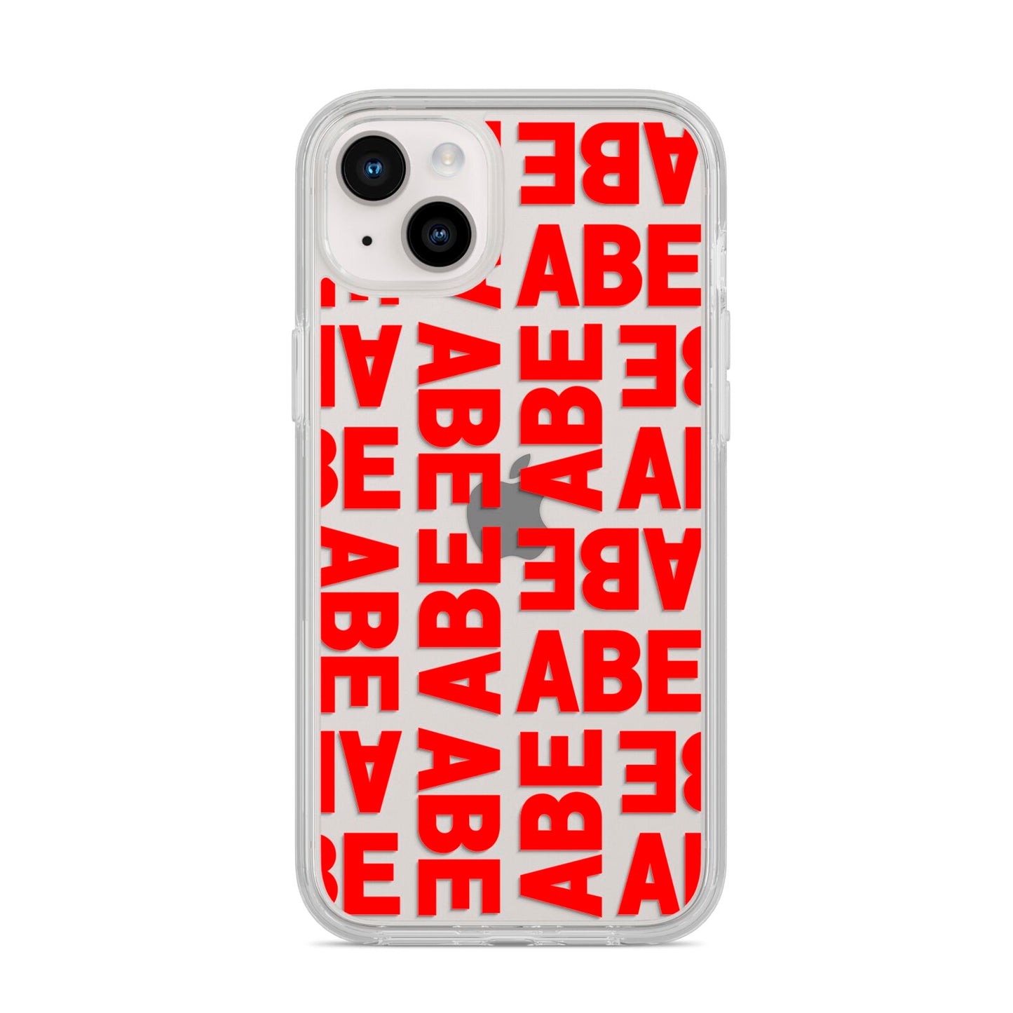 Block Red Custom Text iPhone 14 Plus Clear Tough Case Starlight