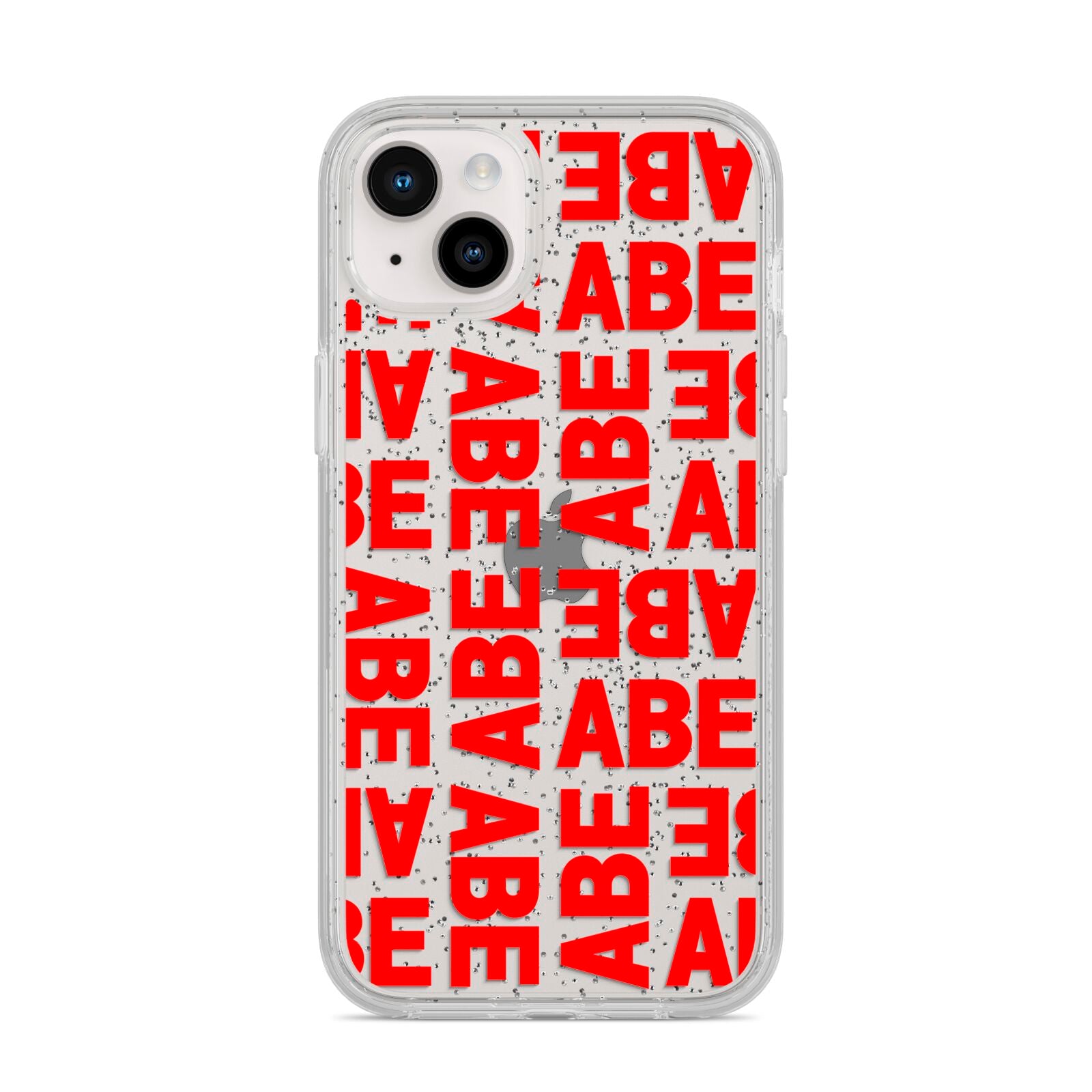 Block Red Custom Text iPhone 14 Plus Glitter Tough Case Starlight