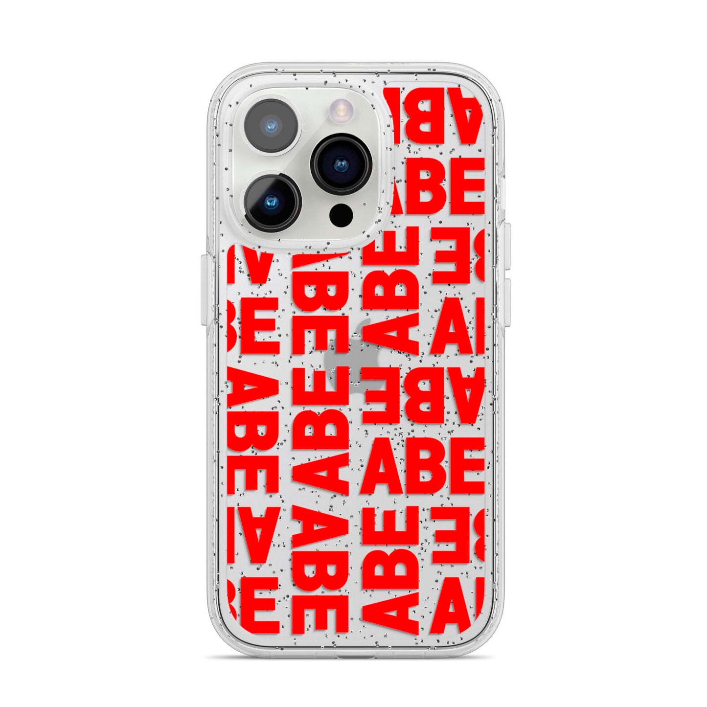 Block Red Custom Text iPhone 14 Pro Glitter Tough Case Silver