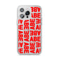 Block Red Custom Text iPhone 14 Pro Max Clear Tough Case Silver