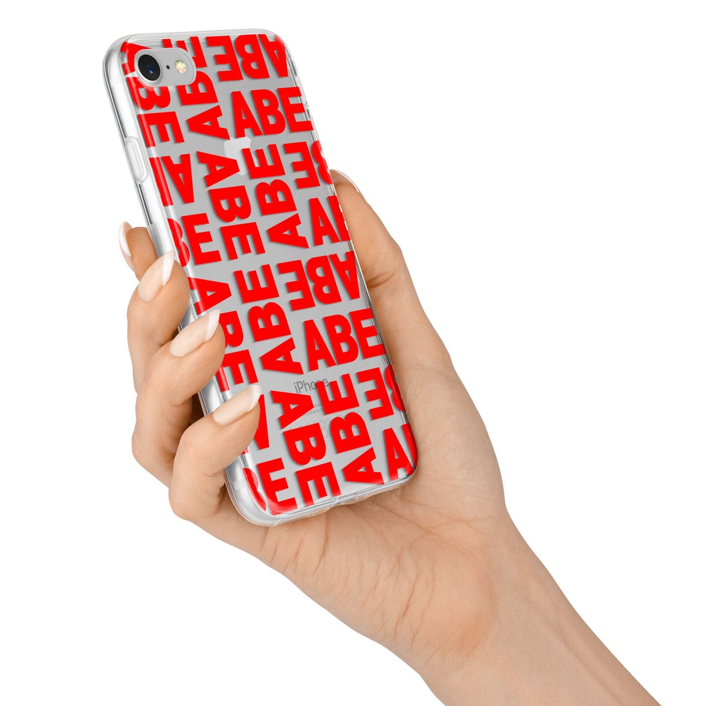 Block Red Custom Text iPhone 7 Bumper Case on Silver iPhone Alternative Image