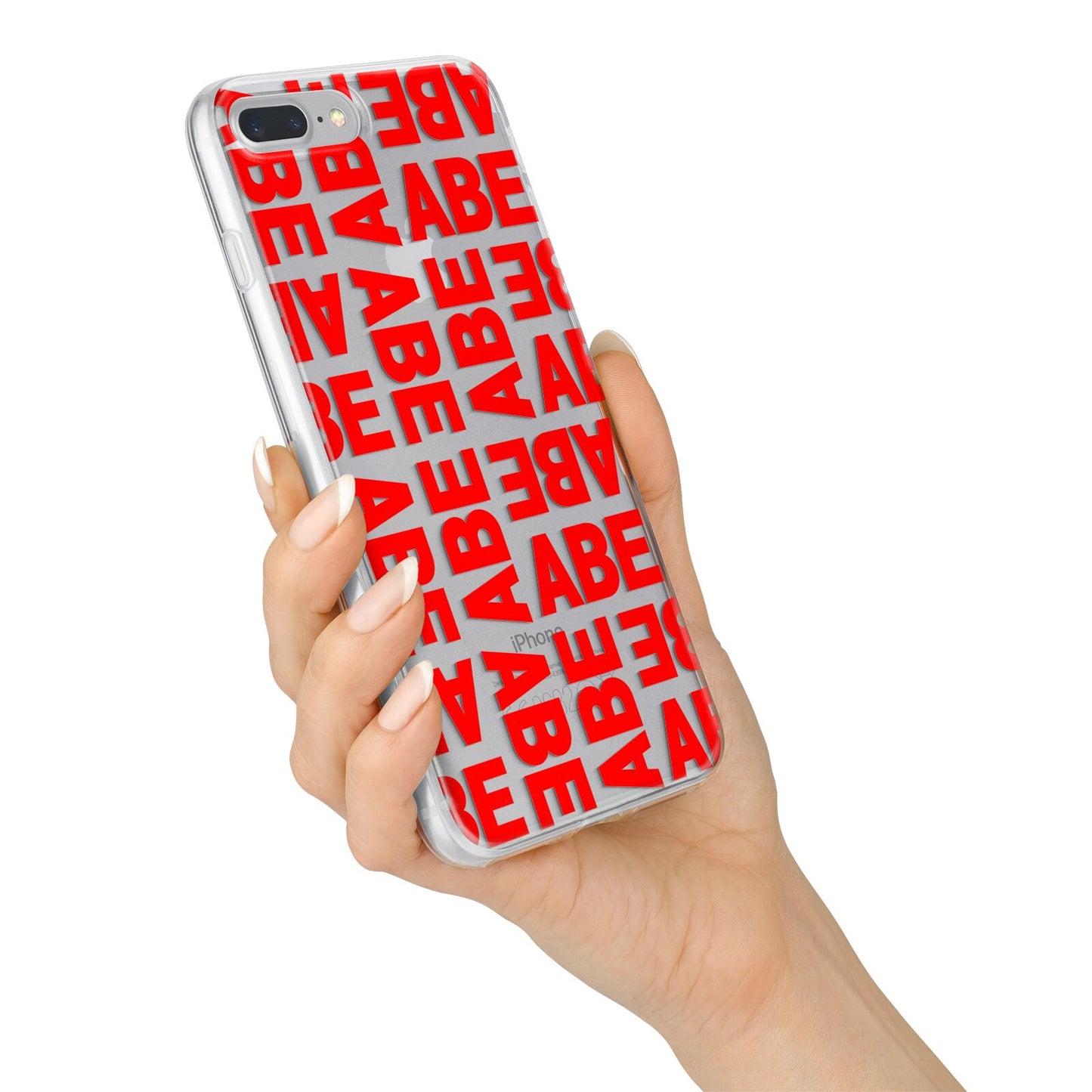 Block Red Custom Text iPhone 7 Plus Bumper Case on Silver iPhone Alternative Image