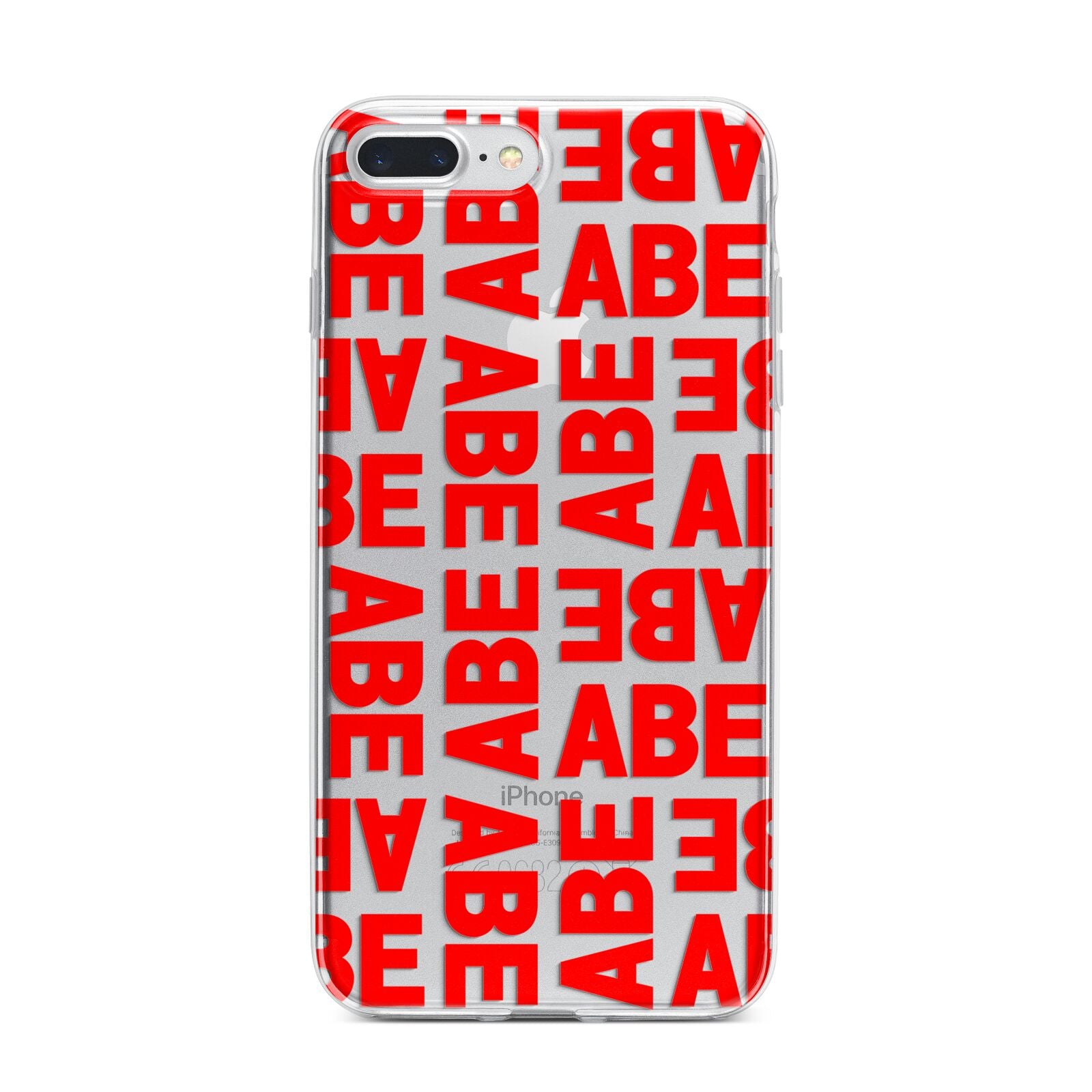 Block Red Custom Text iPhone 7 Plus Bumper Case on Silver iPhone