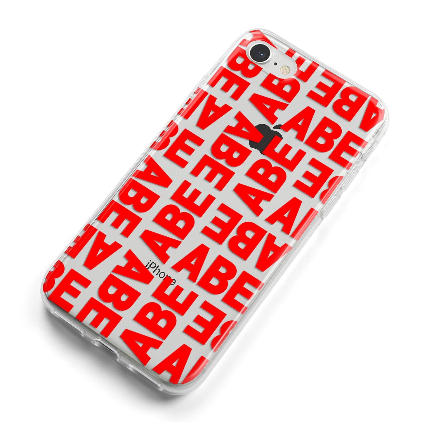 Block Red Custom Text iPhone 8 Bumper Case on Silver iPhone Alternative Image
