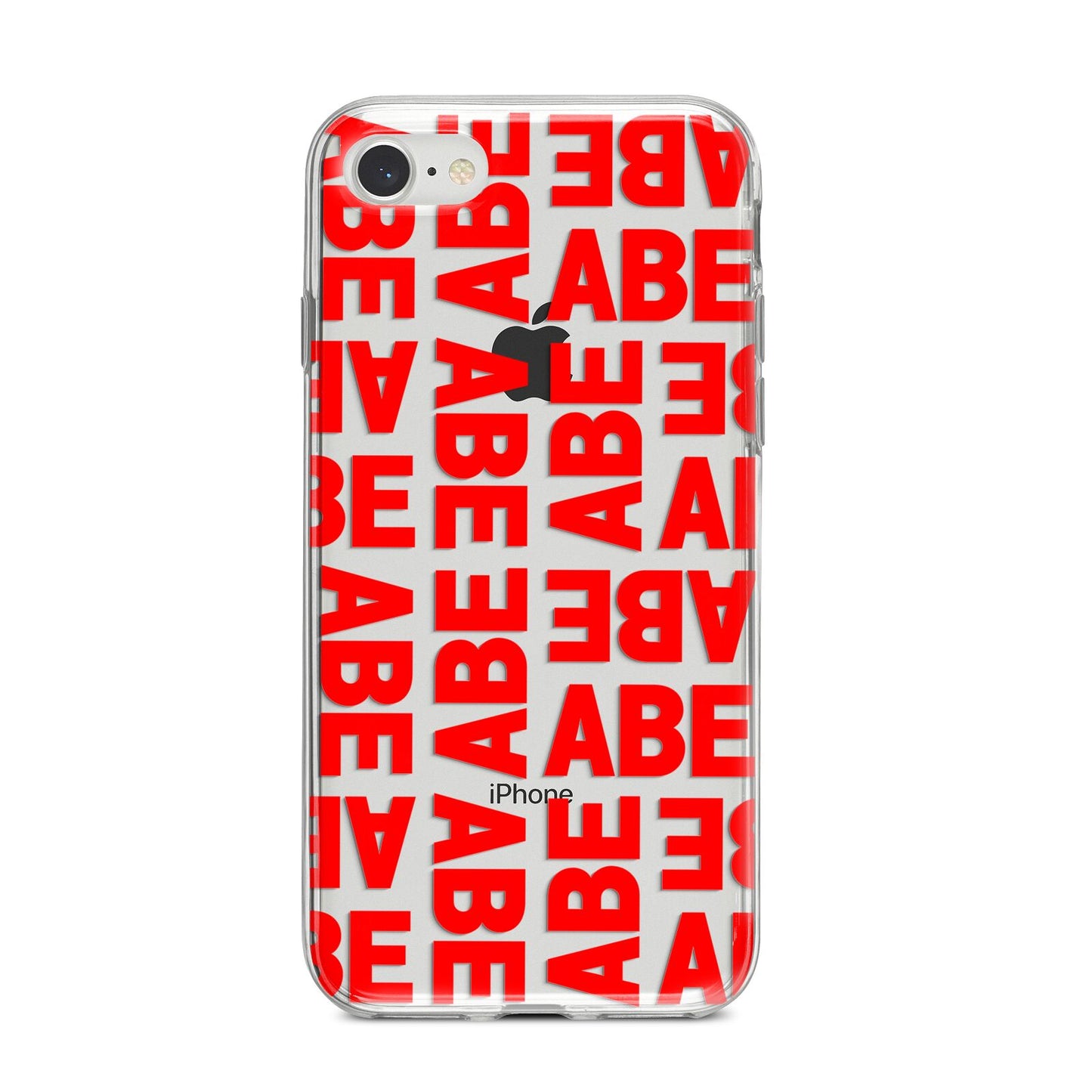 Block Red Custom Text iPhone 8 Bumper Case on Silver iPhone