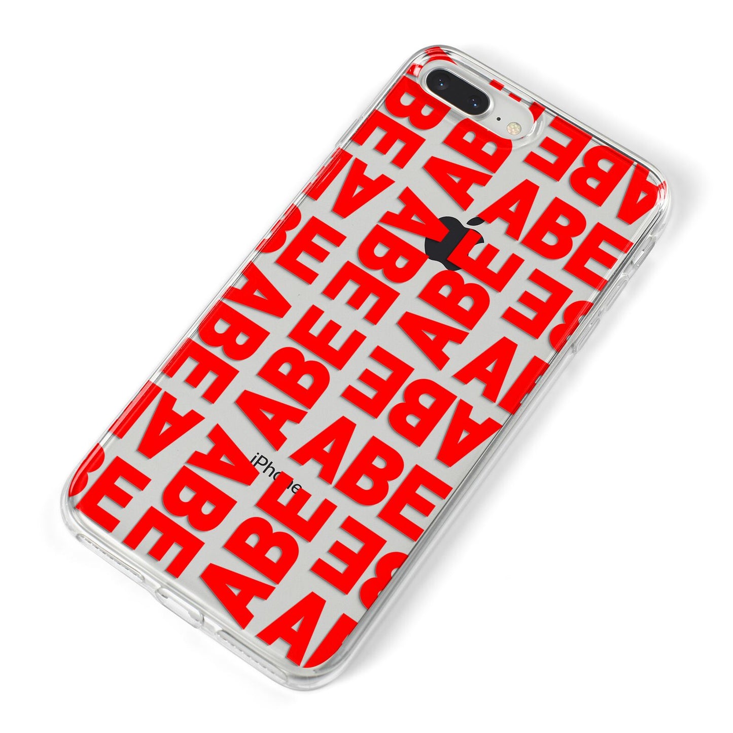 Block Red Custom Text iPhone 8 Plus Bumper Case on Silver iPhone Alternative Image