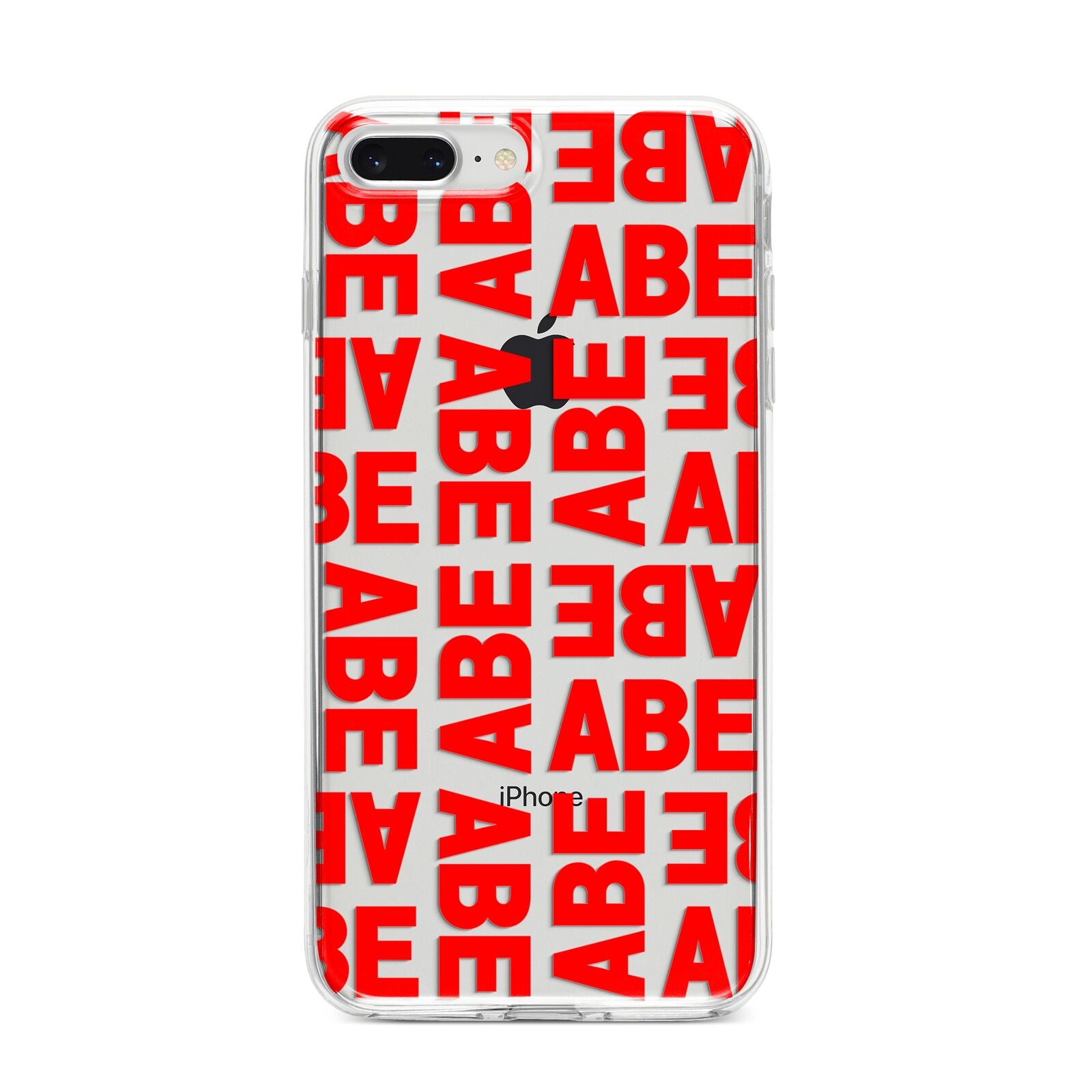 Block Red Custom Text iPhone 8 Plus Bumper Case on Silver iPhone