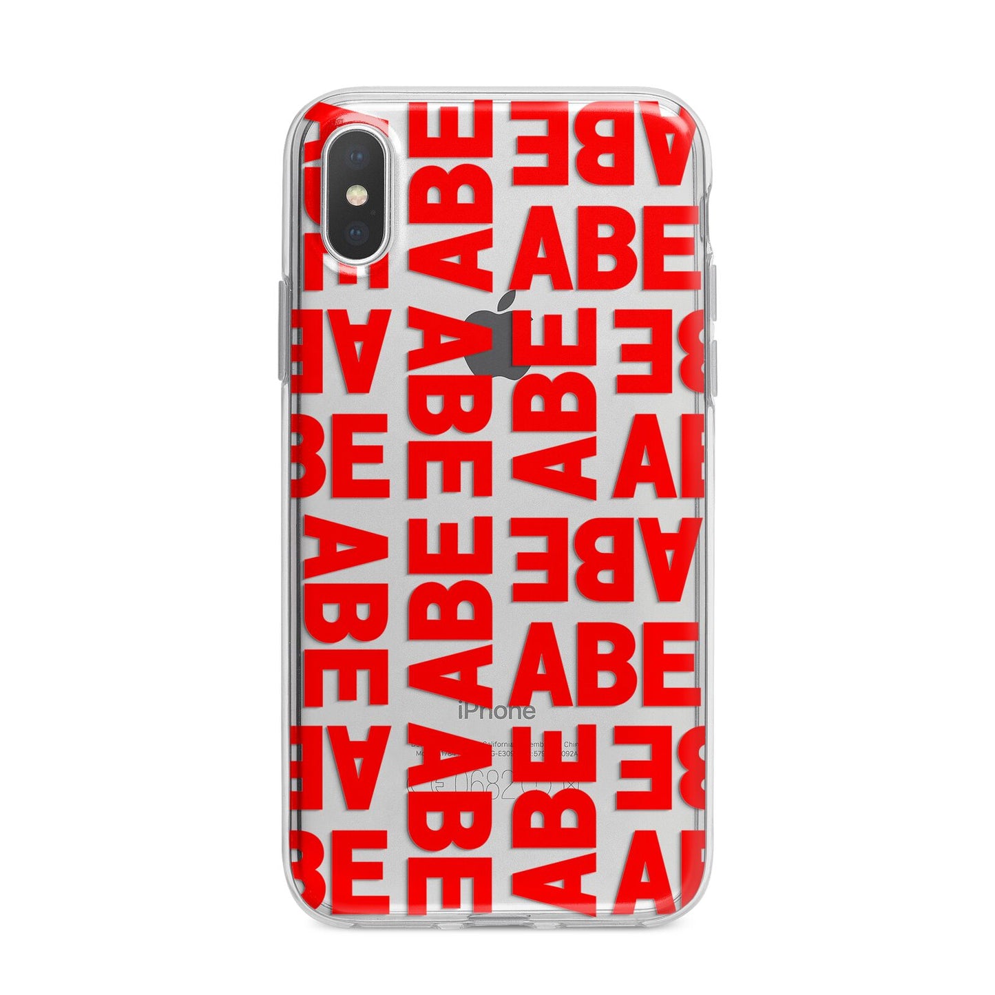 Block Red Custom Text iPhone X Bumper Case on Silver iPhone Alternative Image 1