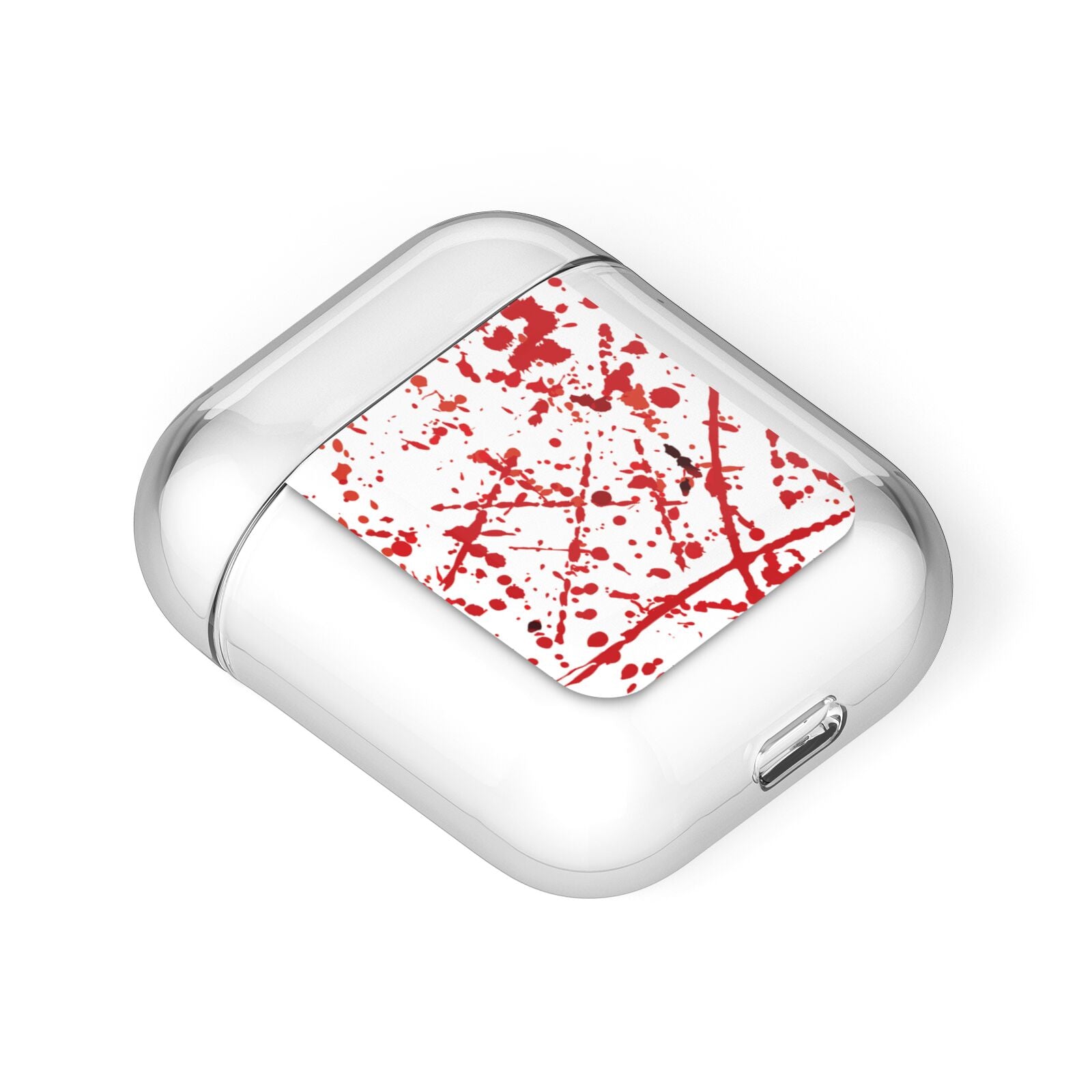 Blood Splatter AirPods Case Laid Flat