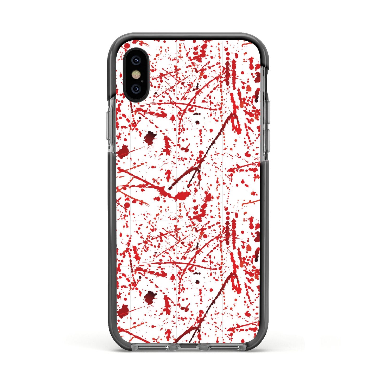 Blood Splatter Apple iPhone Xs Impact Case Black Edge on Black Phone