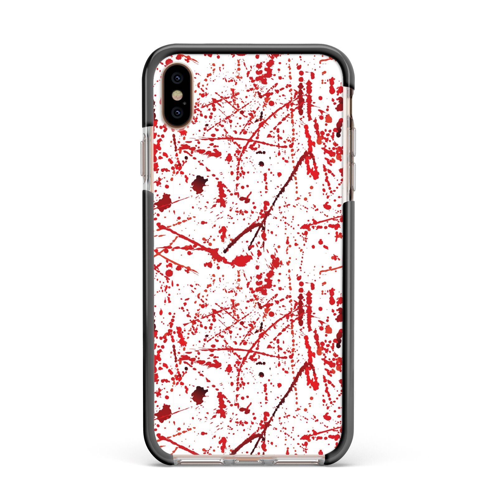 Blood Splatter Apple iPhone Xs Max Impact Case Black Edge on Gold Phone