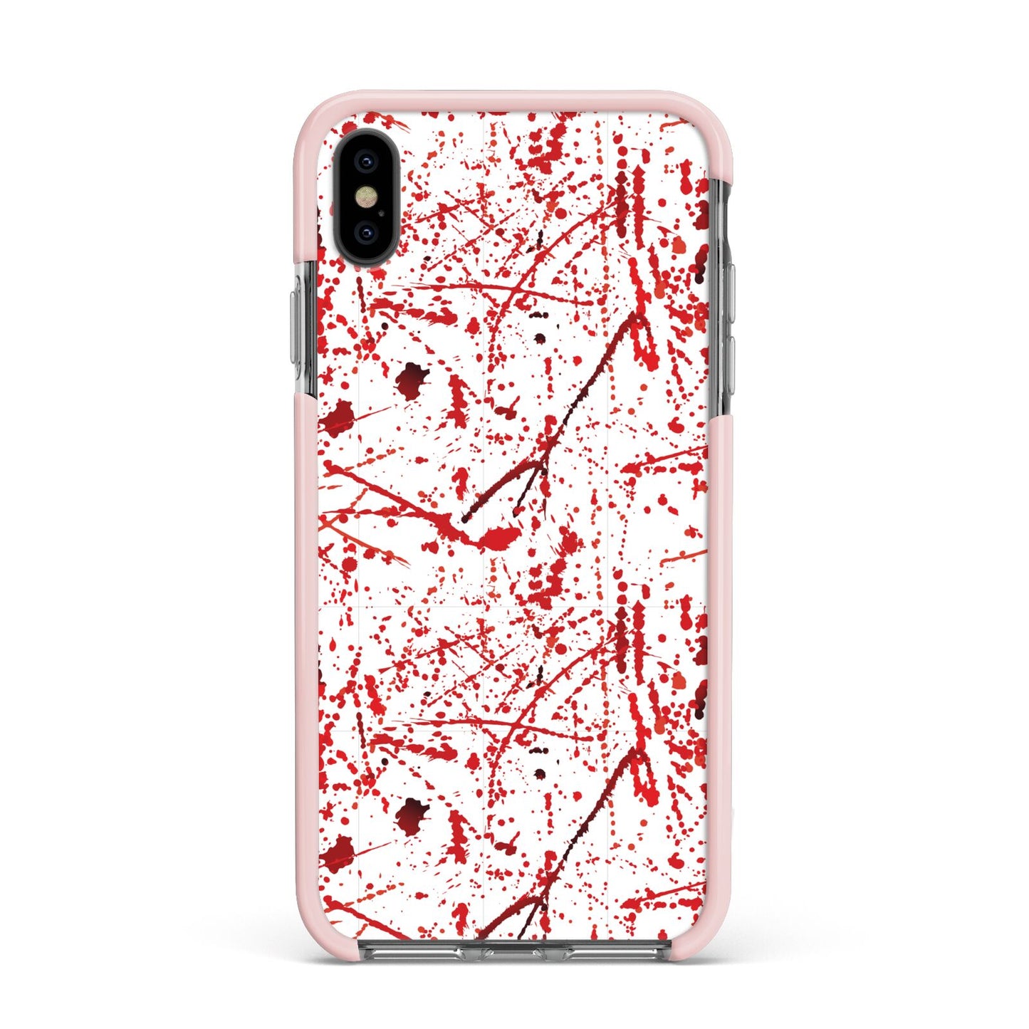 Blood Splatter Apple iPhone Xs Max Impact Case Pink Edge on Black Phone