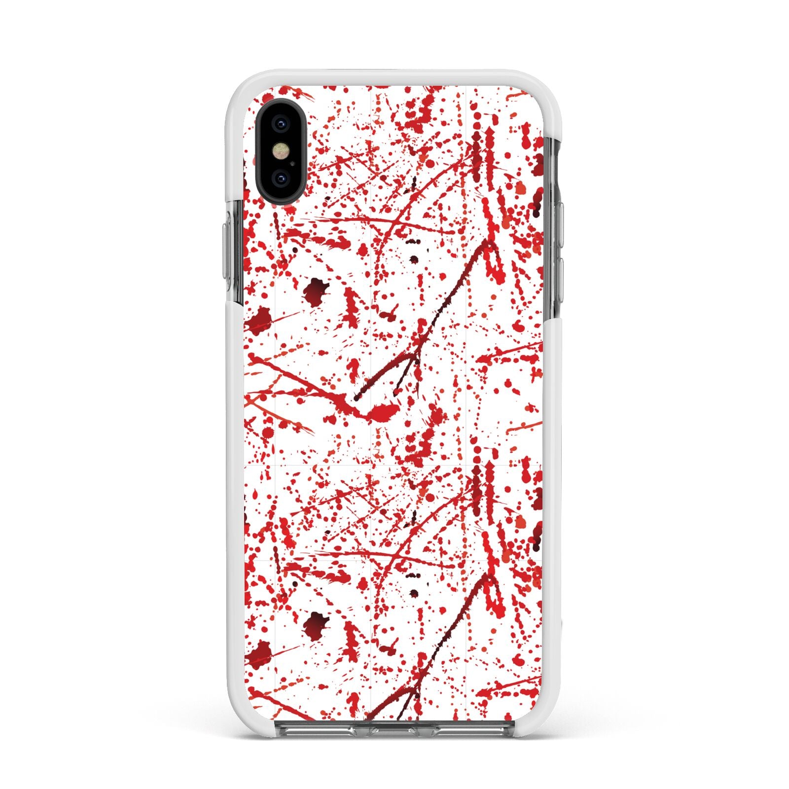 Blood Splatter Apple iPhone Xs Max Impact Case White Edge on Black Phone