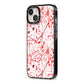 Blood Splatter iPhone 13 Black Impact Case Side Angle on Silver phone