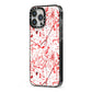 Blood Splatter iPhone 13 Pro Max Black Impact Case Side Angle on Silver phone