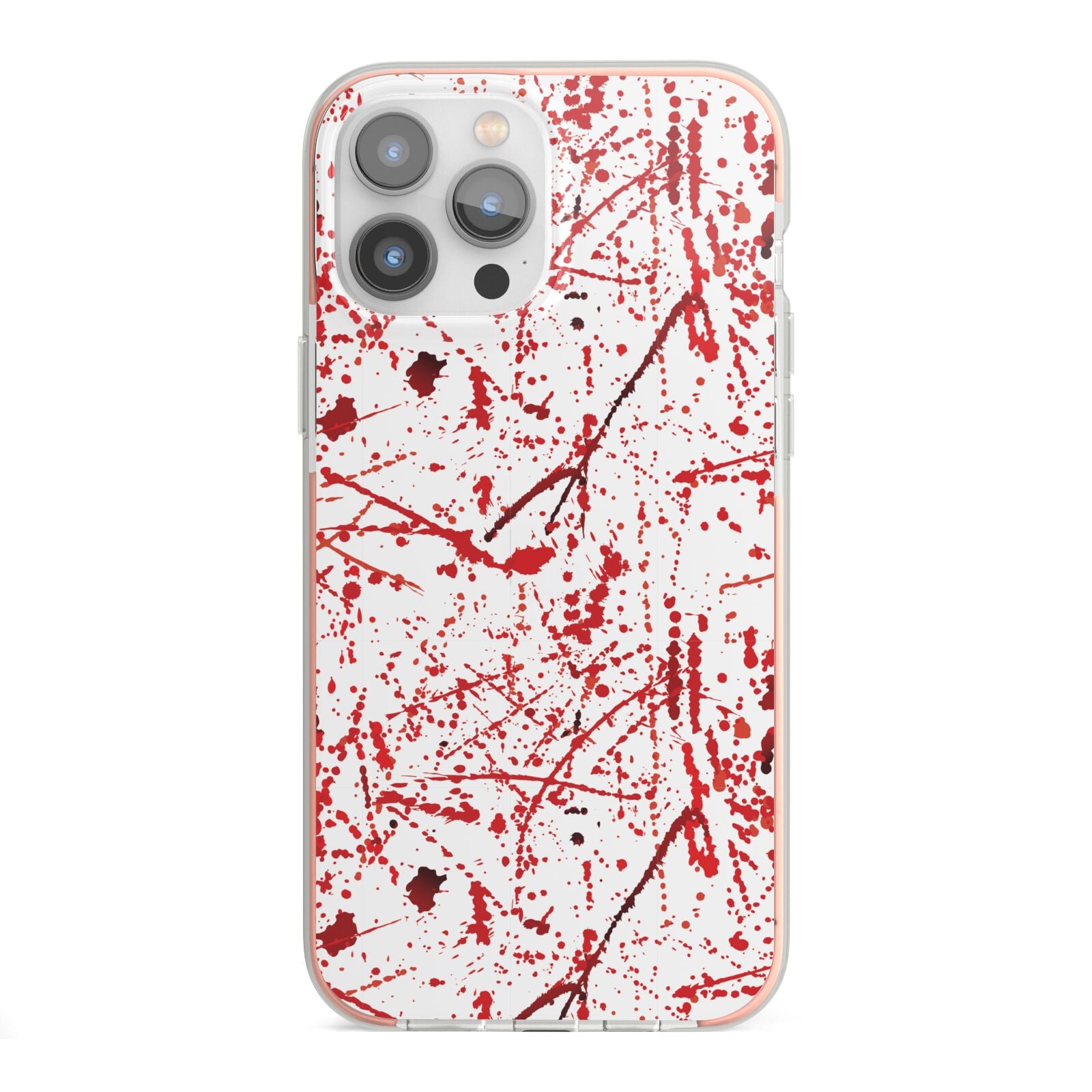 Blood Splatter iPhone 13 Pro Max TPU Impact Case with Pink Edges