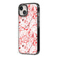 Blood Splatter iPhone 14 Black Impact Case Side Angle on Silver phone