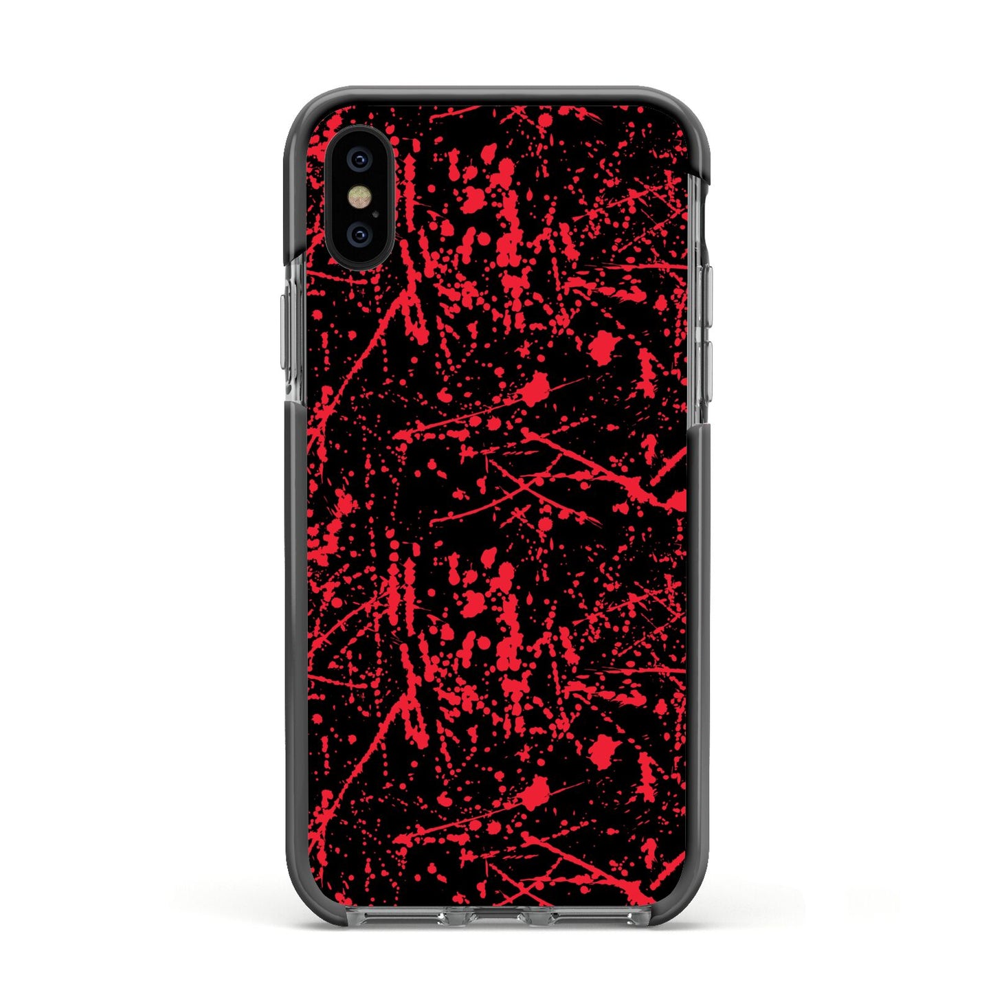 Blood Splatters Apple iPhone Xs Impact Case Black Edge on Black Phone