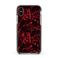 Blood Splatters Apple iPhone Xs Impact Case Black Edge on Silver Phone