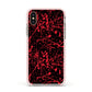 Blood Splatters Apple iPhone Xs Impact Case Pink Edge on Gold Phone