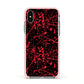 Blood Splatters Apple iPhone Xs Impact Case Pink Edge on Silver Phone