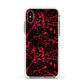 Blood Splatters Apple iPhone Xs Impact Case White Edge on Silver Phone