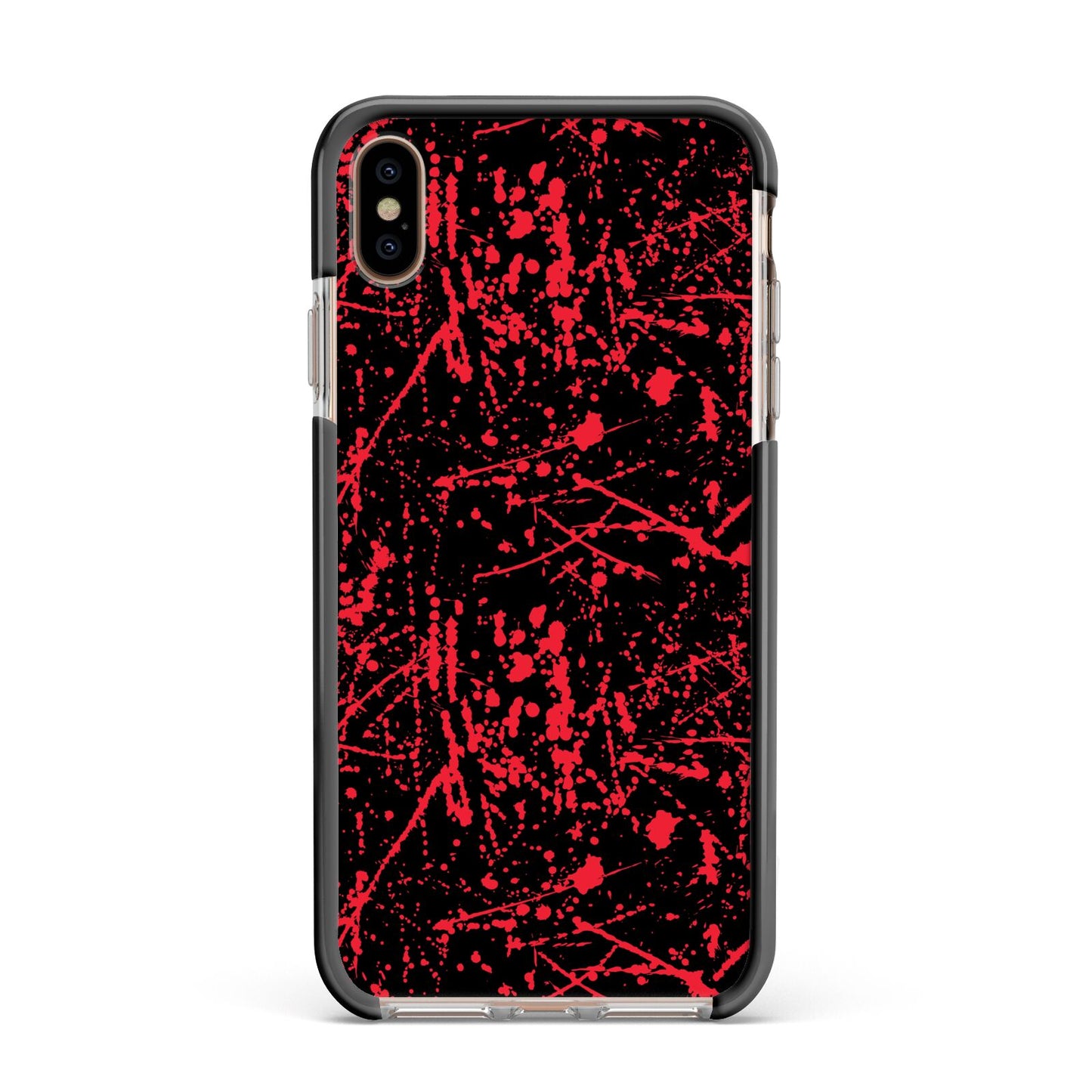 Blood Splatters Apple iPhone Xs Max Impact Case Black Edge on Gold Phone