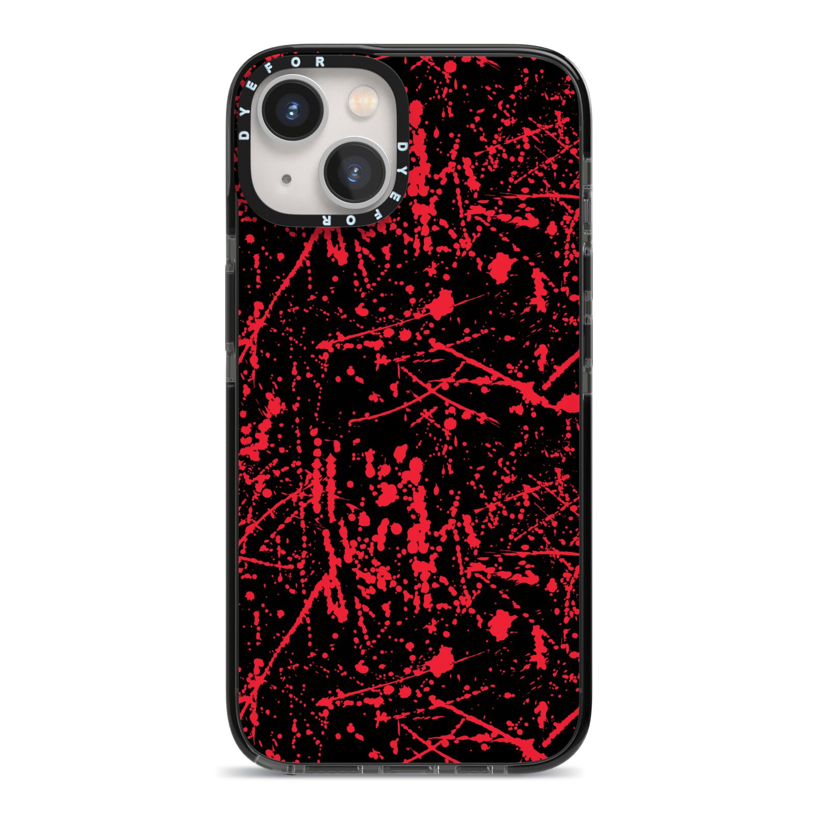 Blood Splatters iPhone 13 Black Impact Case on Silver phone
