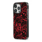 Blood Splatters iPhone 13 Pro Black Impact Case Side Angle on Silver phone