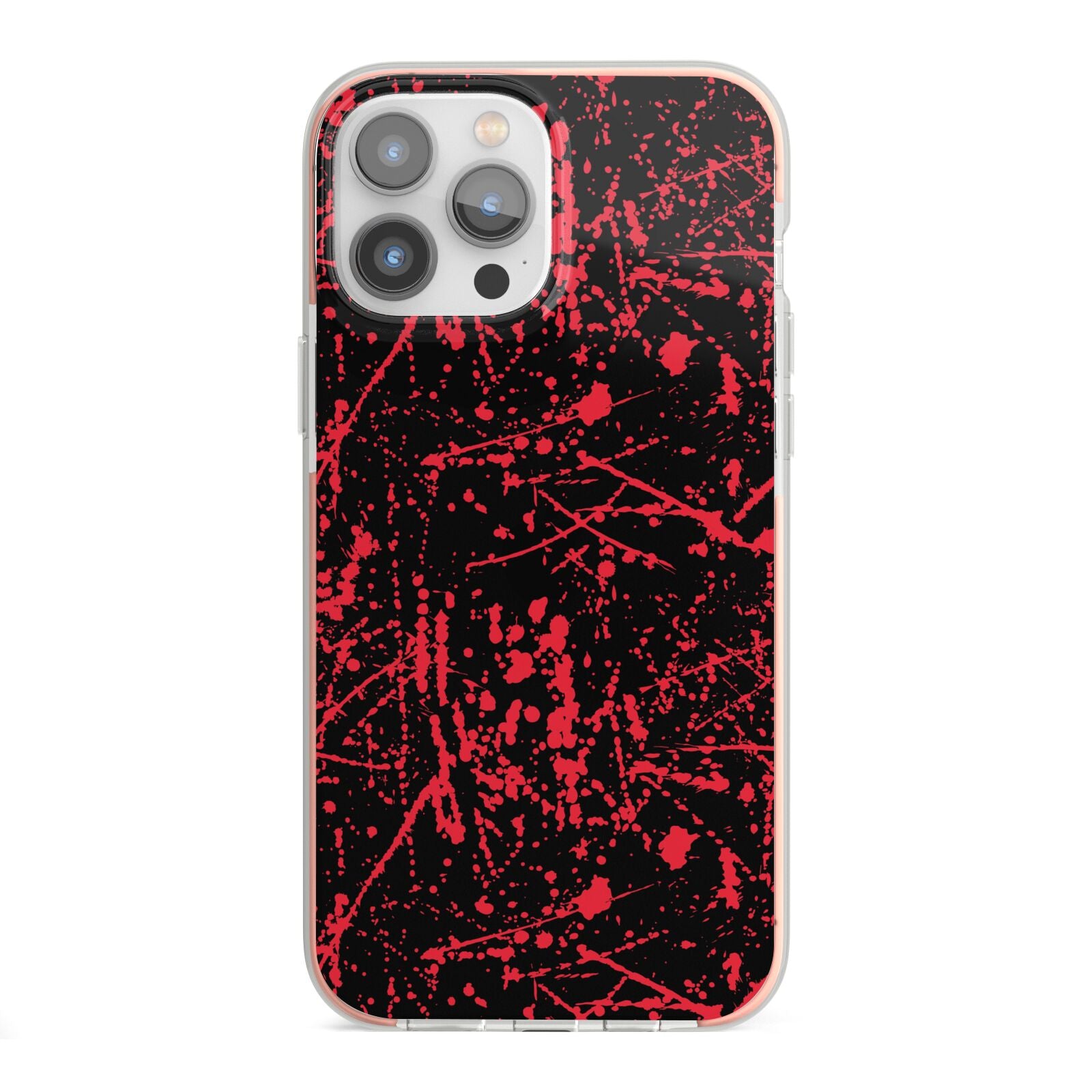 Blood Splatters iPhone 13 Pro Max TPU Impact Case with Pink Edges