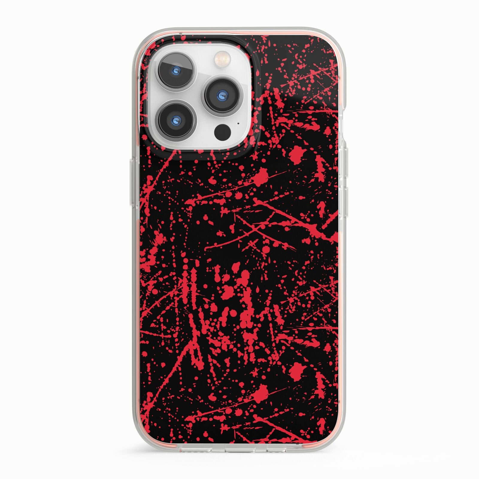 Blood Splatters iPhone 13 Pro TPU Impact Case with Pink Edges