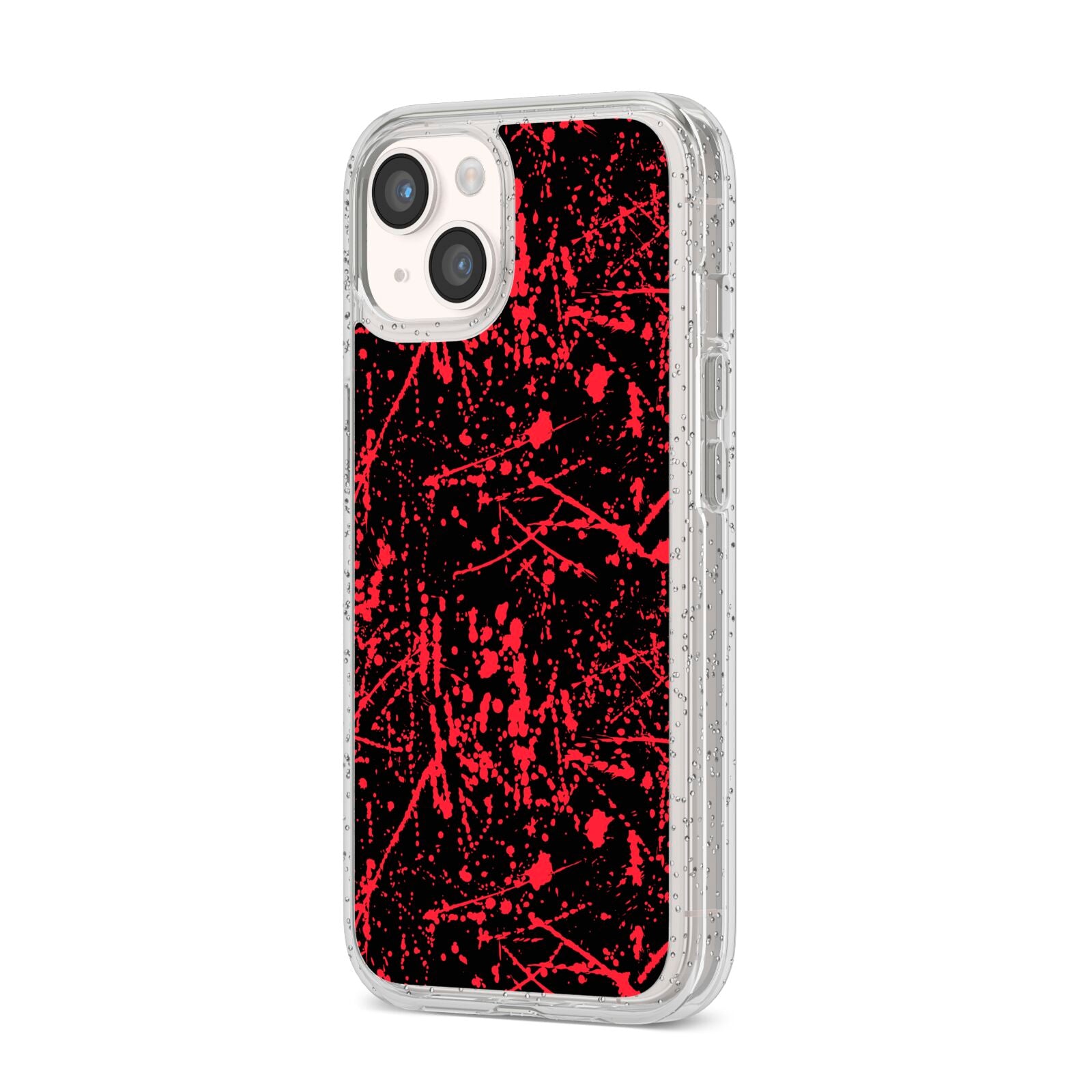 Blood Splatters iPhone 14 Glitter Tough Case Starlight Angled Image