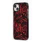 Blood Splatters iPhone 14 Plus Black Impact Case Side Angle on Silver phone